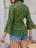 Devine Half Button Flounce Sleeve Peplum Blouse - felvior