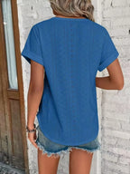 Eyelet Round Neck Short Sleeve Top