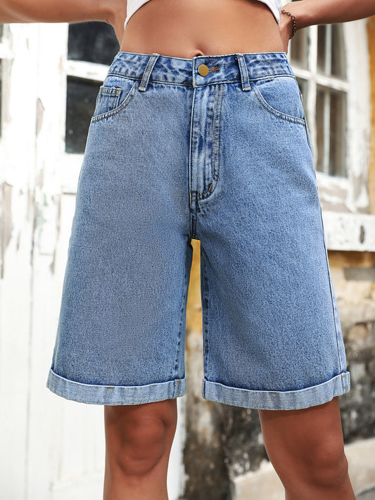 High Waist Denim Shorts - felvior