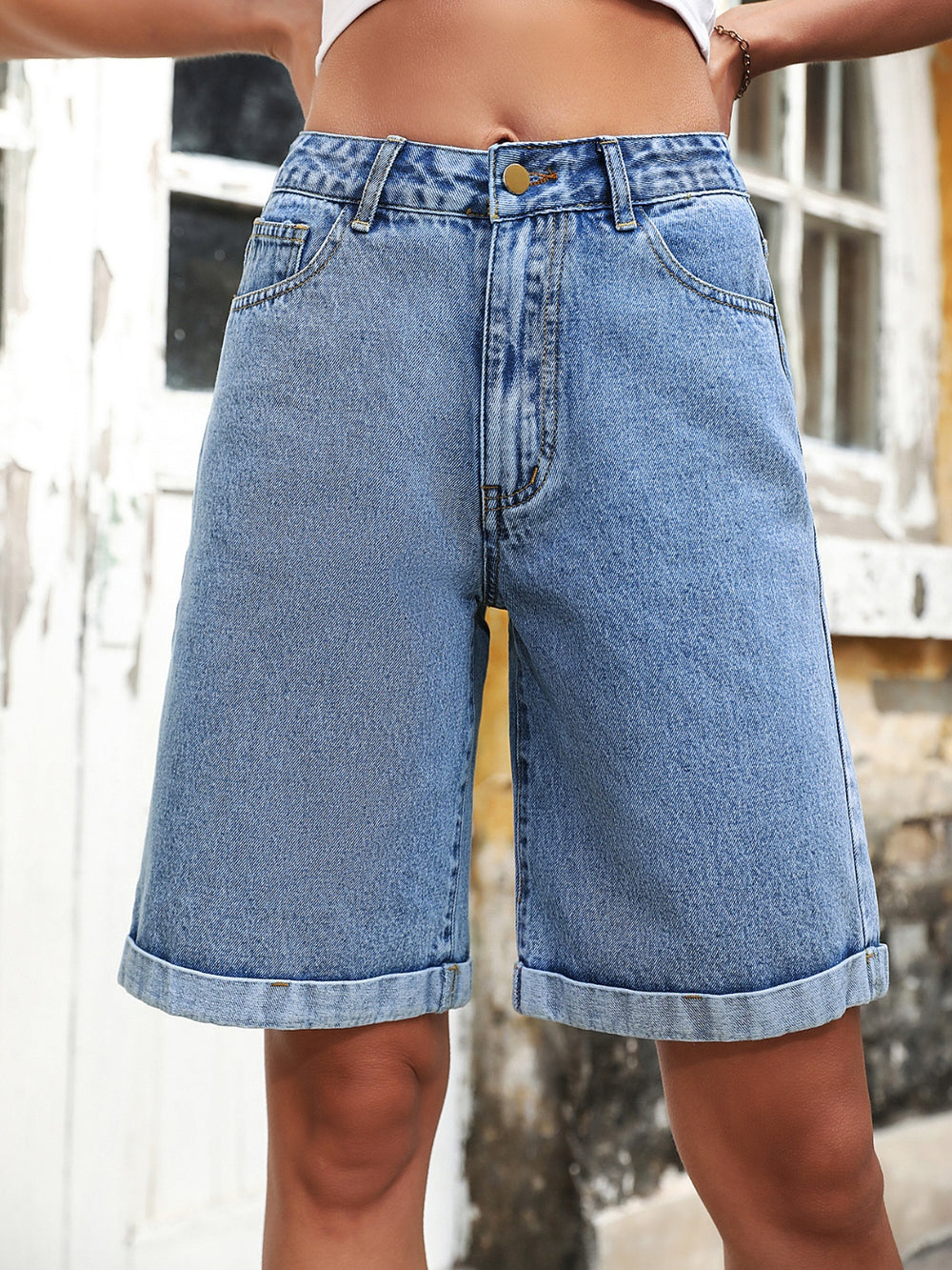 High Waist Denim Shorts - felvior