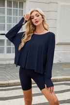 Backless Round Neck Long Sleeve T-Shirt
