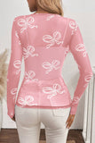 Bow Round Neck Long Sleeve Top - felvior