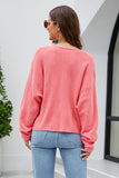 V-Neck Drop Shoulder Long Sleeve Knit Top - felvior