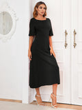 Round Neck Cutout Half Sleeve Dress - felvior