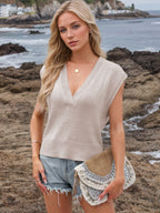 Ribbed Hem V-Neck Sweater Vest