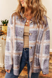 Plaid Button Up Collared Neck Cardigan - felvior