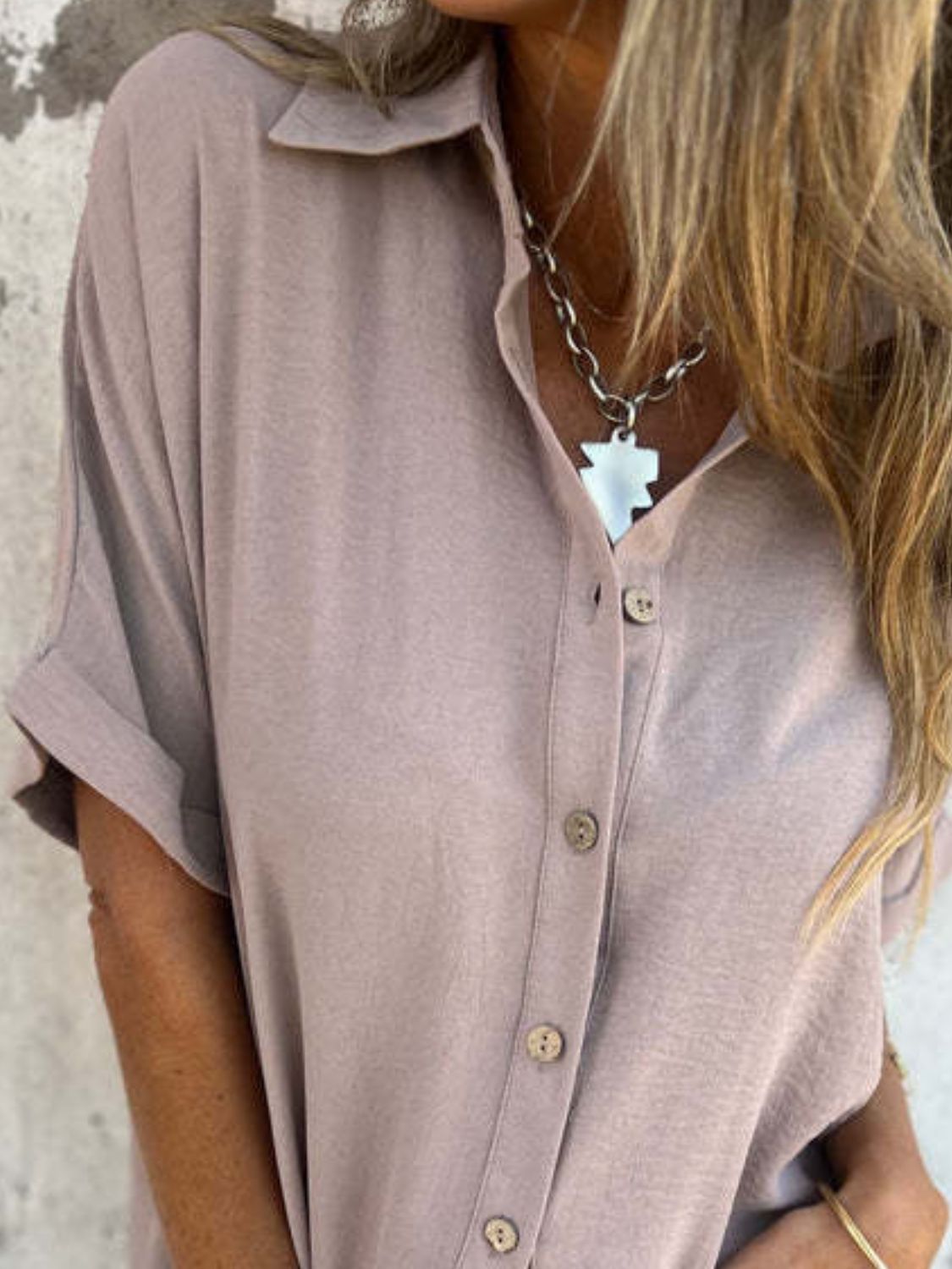 Full Size Button Down Short Sleeve Shirt Plus Size - felvior
