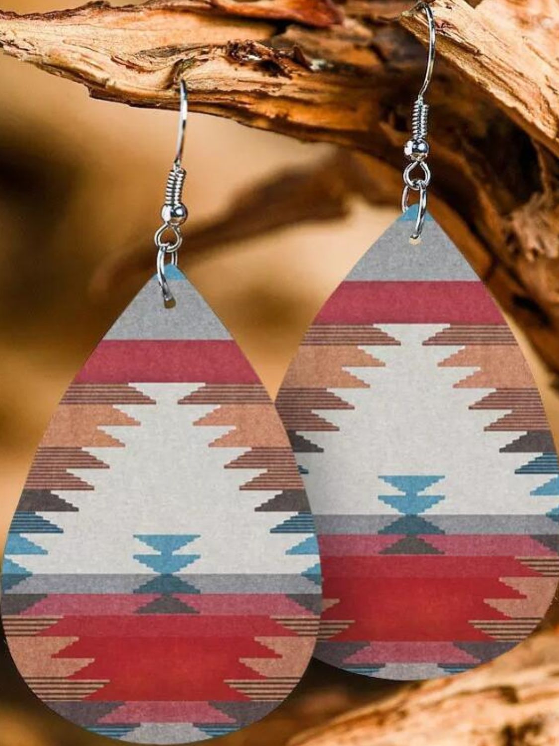 Printed PU Leather Dangle Earrings - felvior