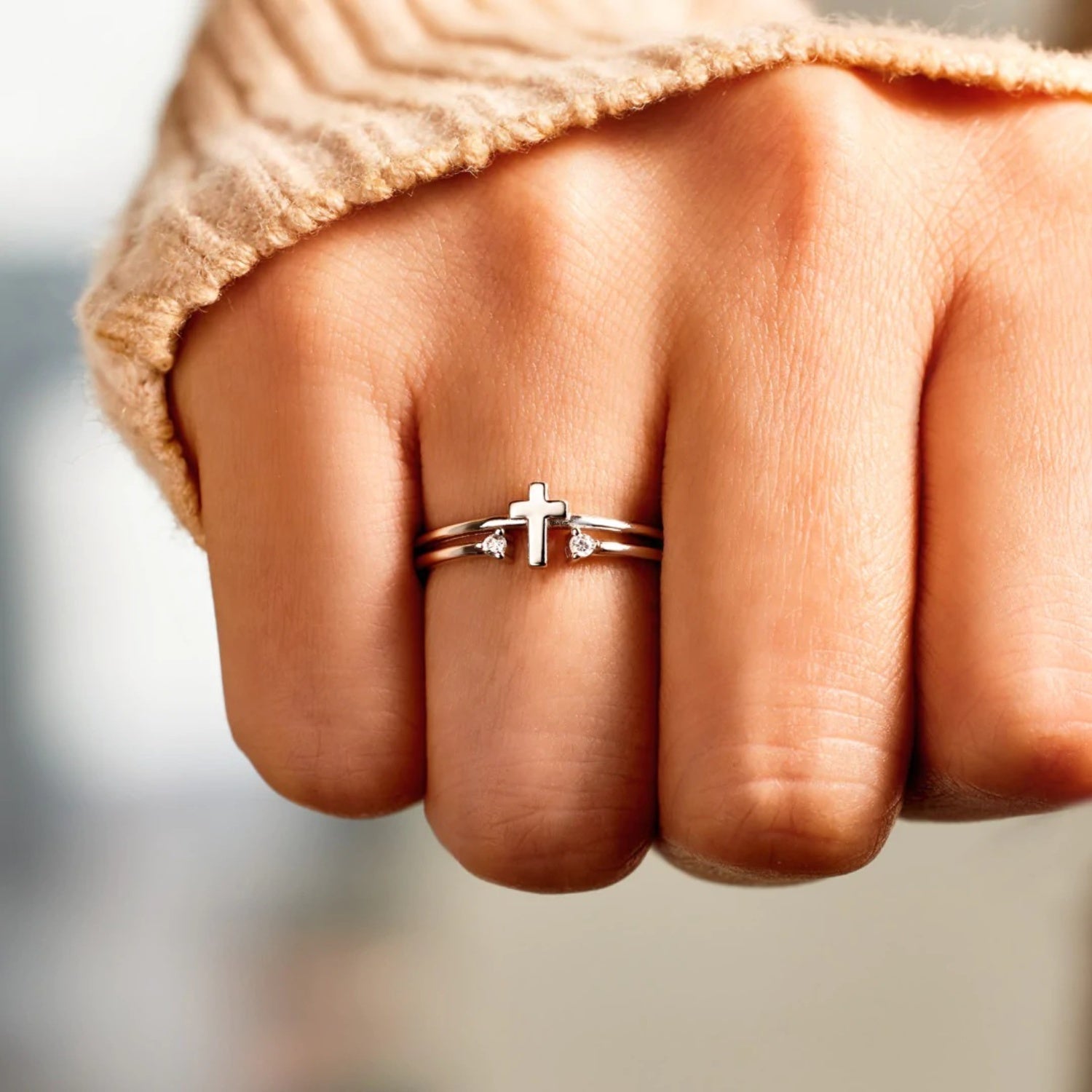 925 Sterling Silver Cross Ring - felvior