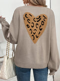 Perfee Tied Contrast Heart V-Neck Long Sleeve Cardigan - felvior
