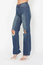 Judy Blue Full Size Hw Ripped Knee Dad Jeans Plus Size