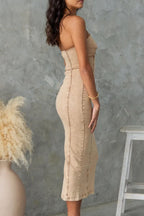 Washed Slit Back Tube Denim Dress