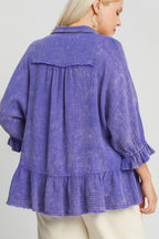 Umgee Plus Size Size Mineral Washed Cotton Gauze Top