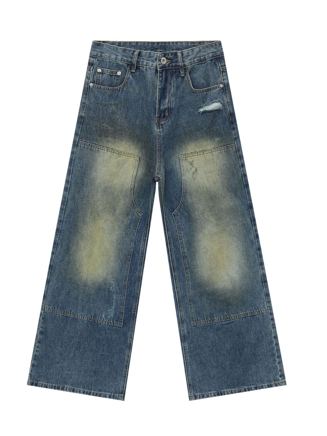Men's Washed Wide Leg Jeans - felvior
