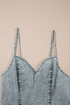 Back Zipped Mini Cami Denim Dress