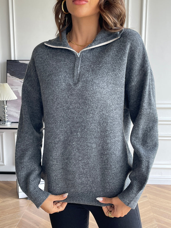 Half Zip Dropped Shoulder Sweater Hauptbild