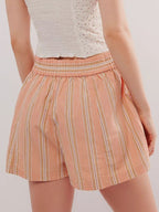 Striped Elastic Waist Shorts