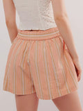Striped Elastic Waist Shorts - felvior