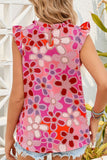 Embroidered Detail Floral Ruffle Cap Sleeve Blouse - felvior
