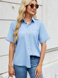 Collared Neck Short Sleeve Shirt - felvior
