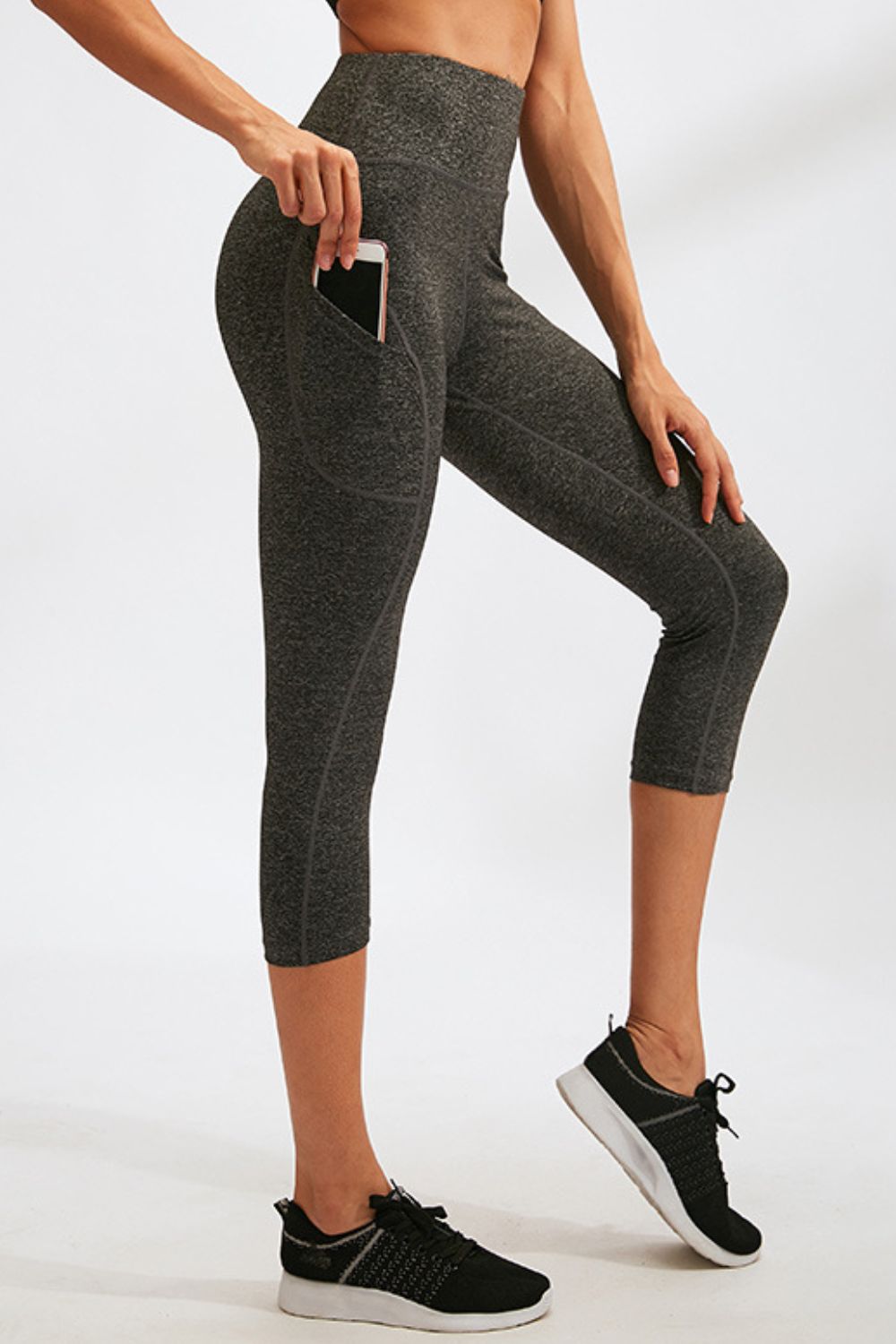 Slim Fit Wide Waistband Active Leggings with Pockets - felvior