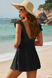 Cutout V-Neck Cap Sleeve One-Piece Swimwear - felvior