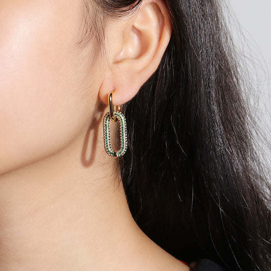 18K Gold-Plated Inland Zircon Earrings - felvior