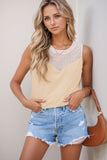 Mesh Patchwork Crew Neck Tank - felvior