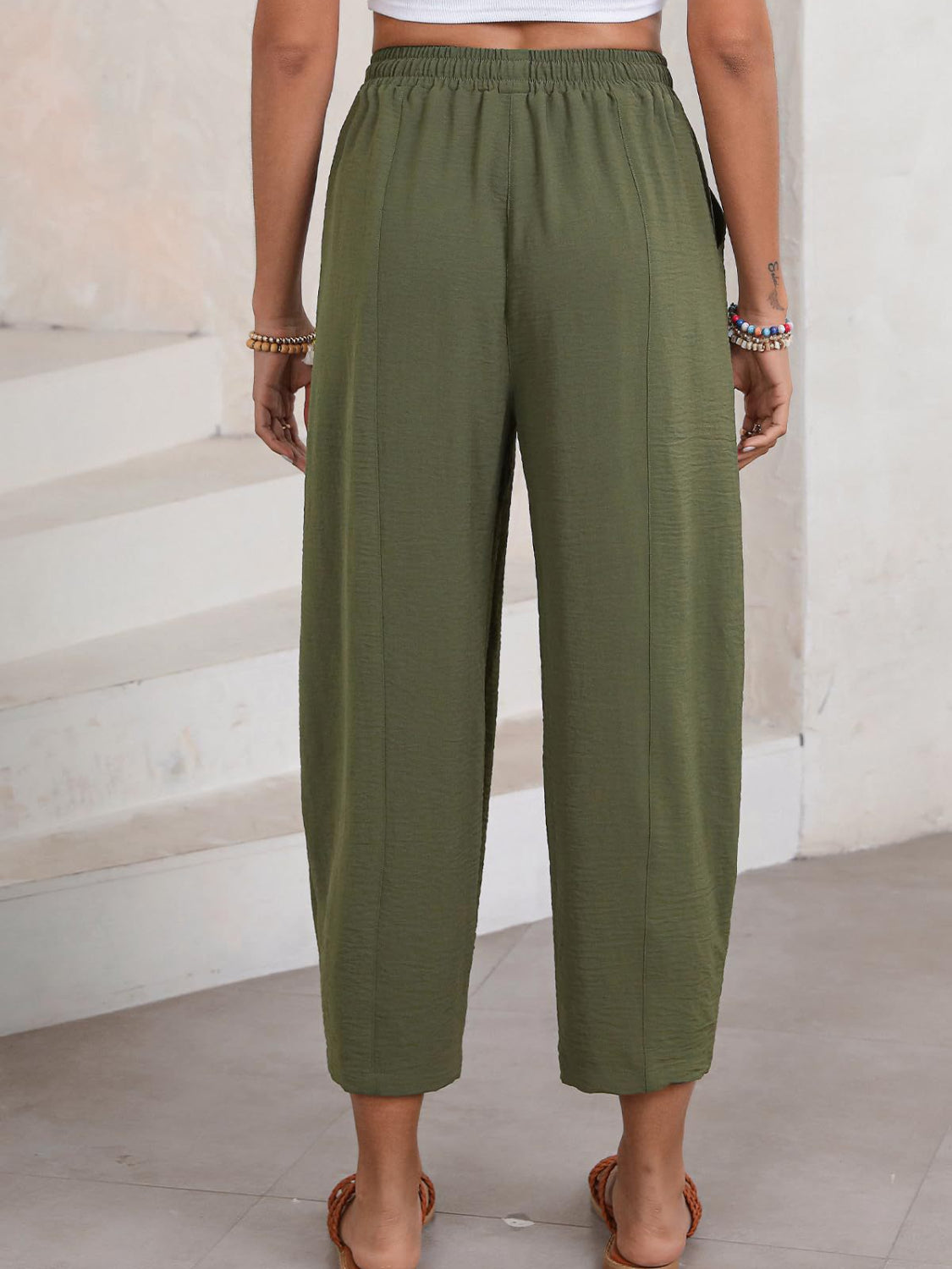 Full Size Drawtising Cropped Jogger Pants Plus Size - felvior