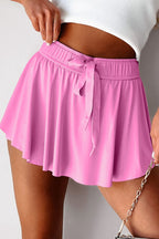 Drawstring High Waist Lined Active Skorts