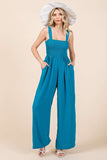 Mittoshop Smocked Wide Strap Wide Leg Overalls - felvior
