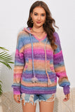 Multicolor Dropped Shoulder Hooded Sweater - felvior