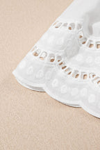 Hollow Out Embroidered Short Sleeve Round Neck Top