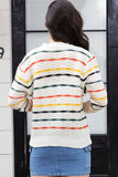 Striped Round Neck Long Sleeve Sweater - felvior