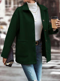 Pocketed Collared Neck Button Up Jacket - felvior