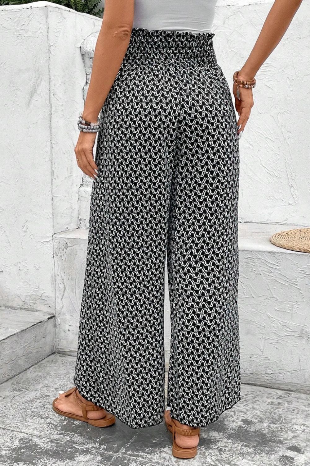 Slit Printed Wide leg Pants - felvior