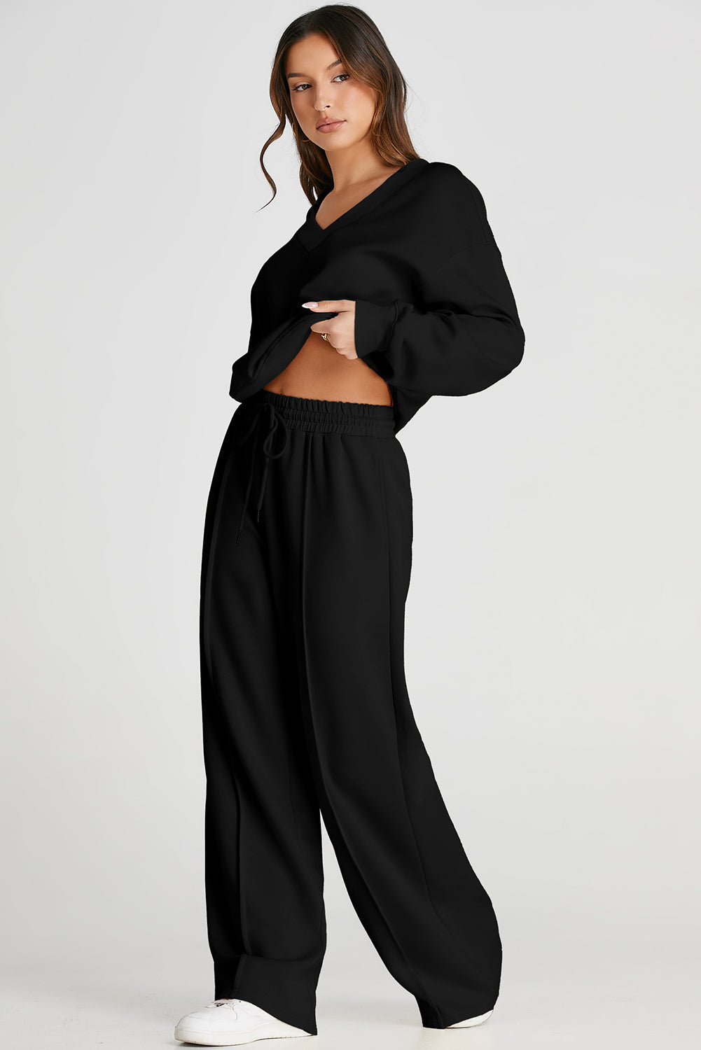 V-Neck Long Sleeve Top and Pants Active Set - felvior