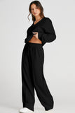 V-Neck Long Sleeve Top and Pants Active Set - felvior
