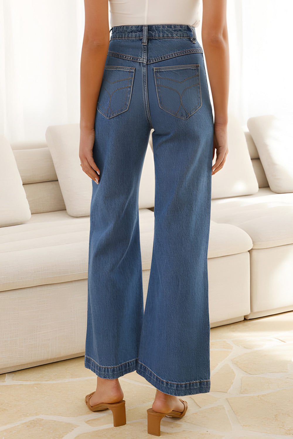 High Waist Bootcut Jeans with Pockets - felvior