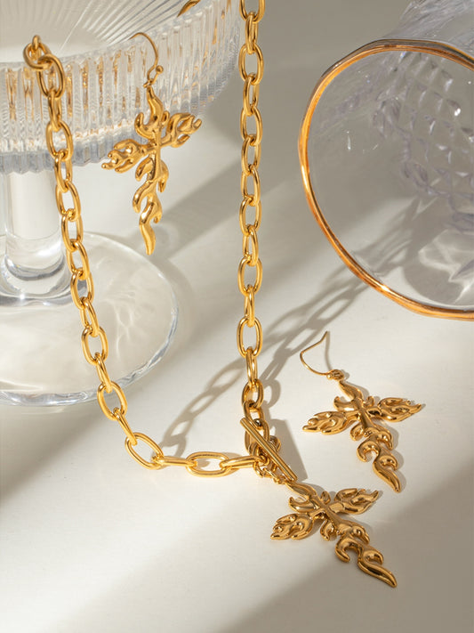 18K Gold-Plated Stainless Steel Cross Necklace - felvior