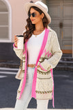 Contrast Tied Open Front Cardigan - felvior