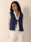Tied Contrast Trim Vest - felvior