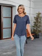 Round Neck Lace Short Sleeve T-Shirt