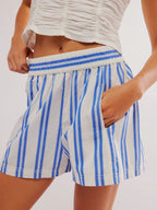 Striped Elastic Waist Shorts