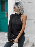 Cable-Knit Round Neck Asymmetrical Sweater - felvior