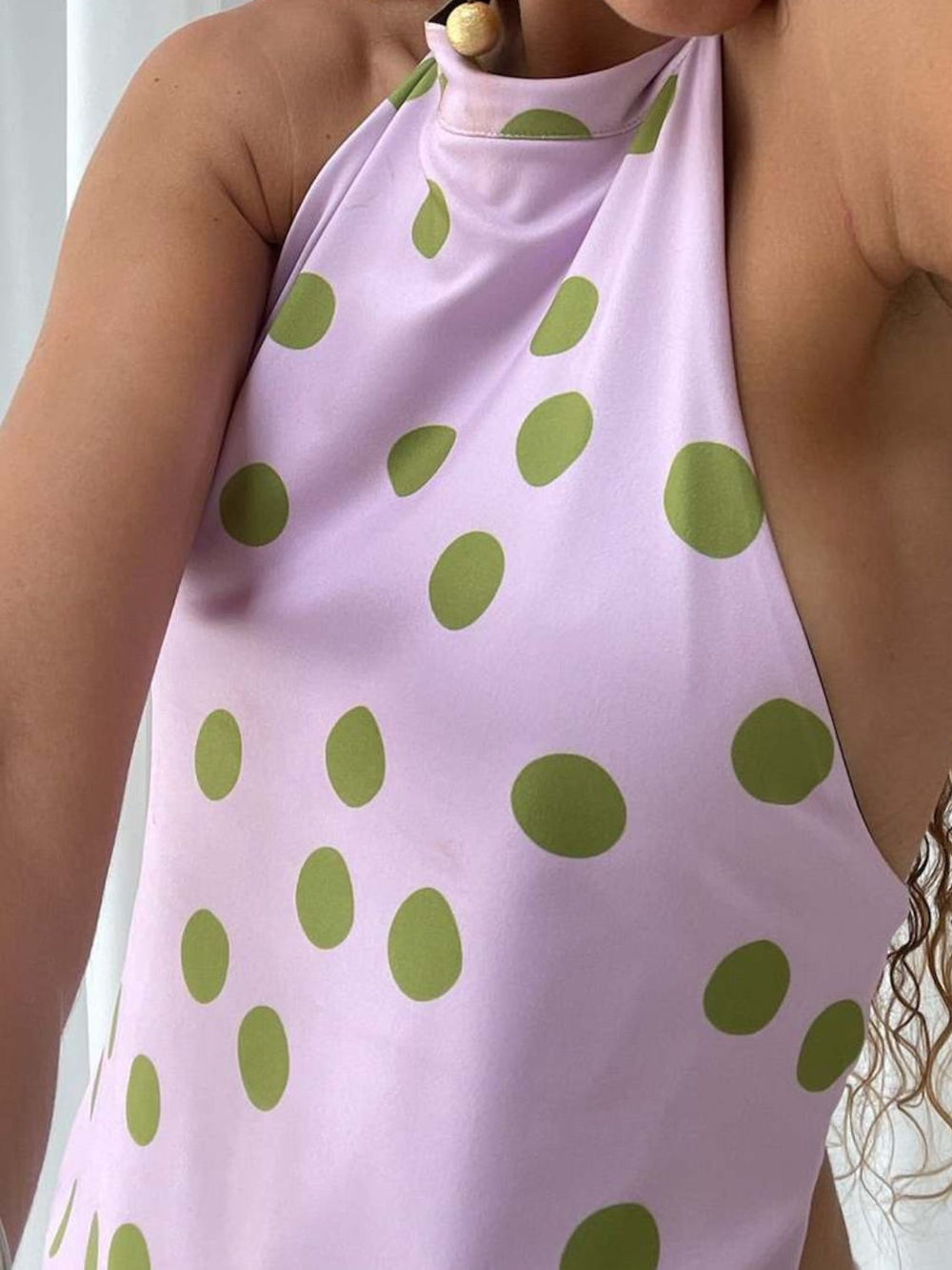 Backless Printed Halter Neck Tank