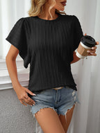 Textured Round Neck Short Sleeve Top