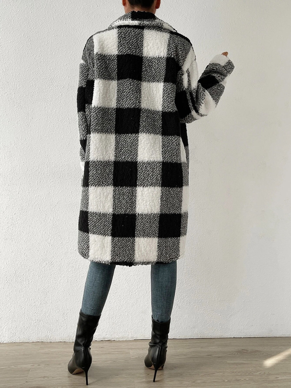 Plaid Collared Neck Button Down Coat - felvior