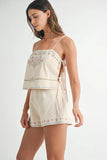 MABLE Embroidered Crop Top and Shorts Set - felvior
