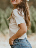Bow Round Neck Short Sleeve T-Shirt